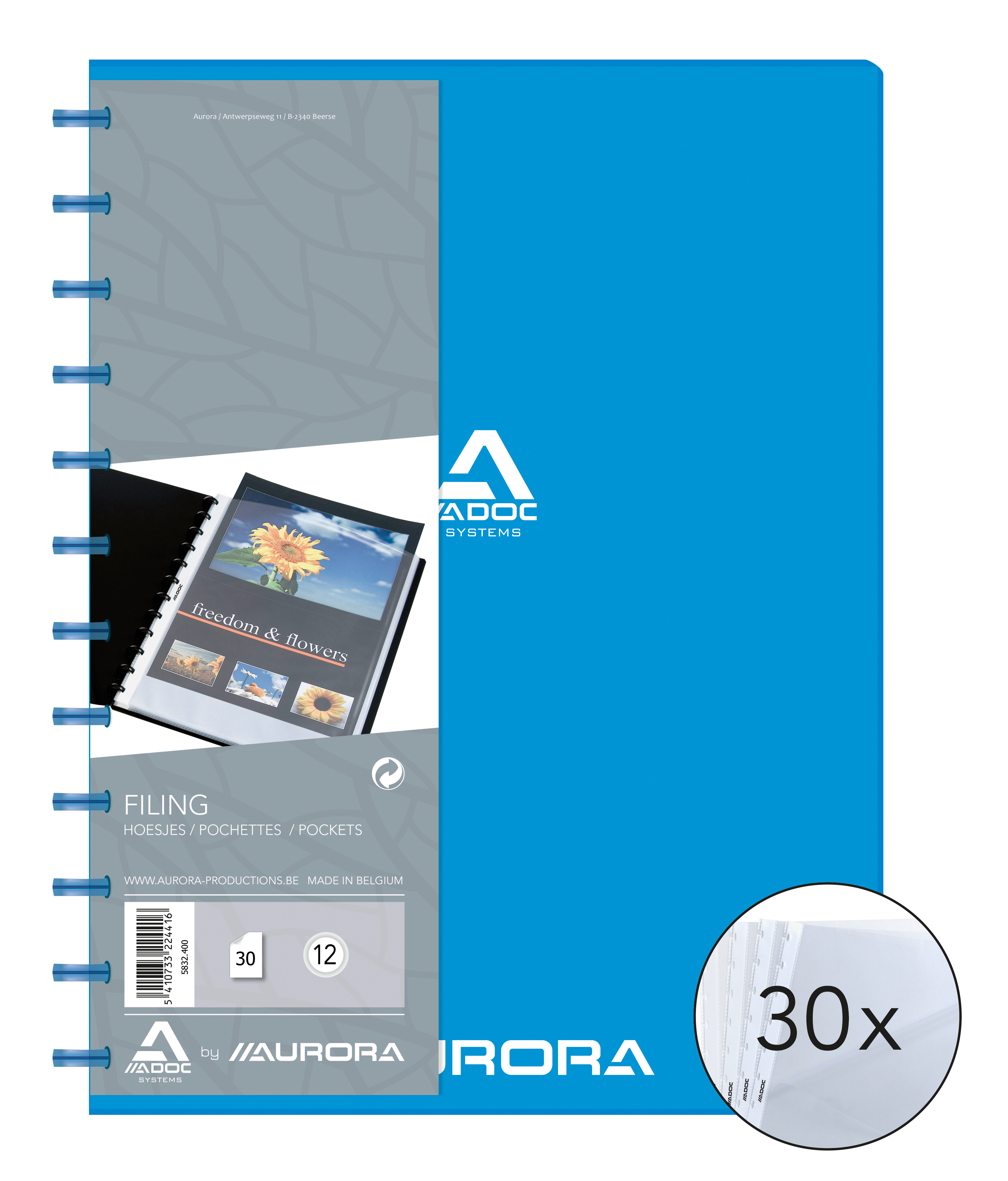 Presentatiemap 30 pochetten a4 blauw adoc
