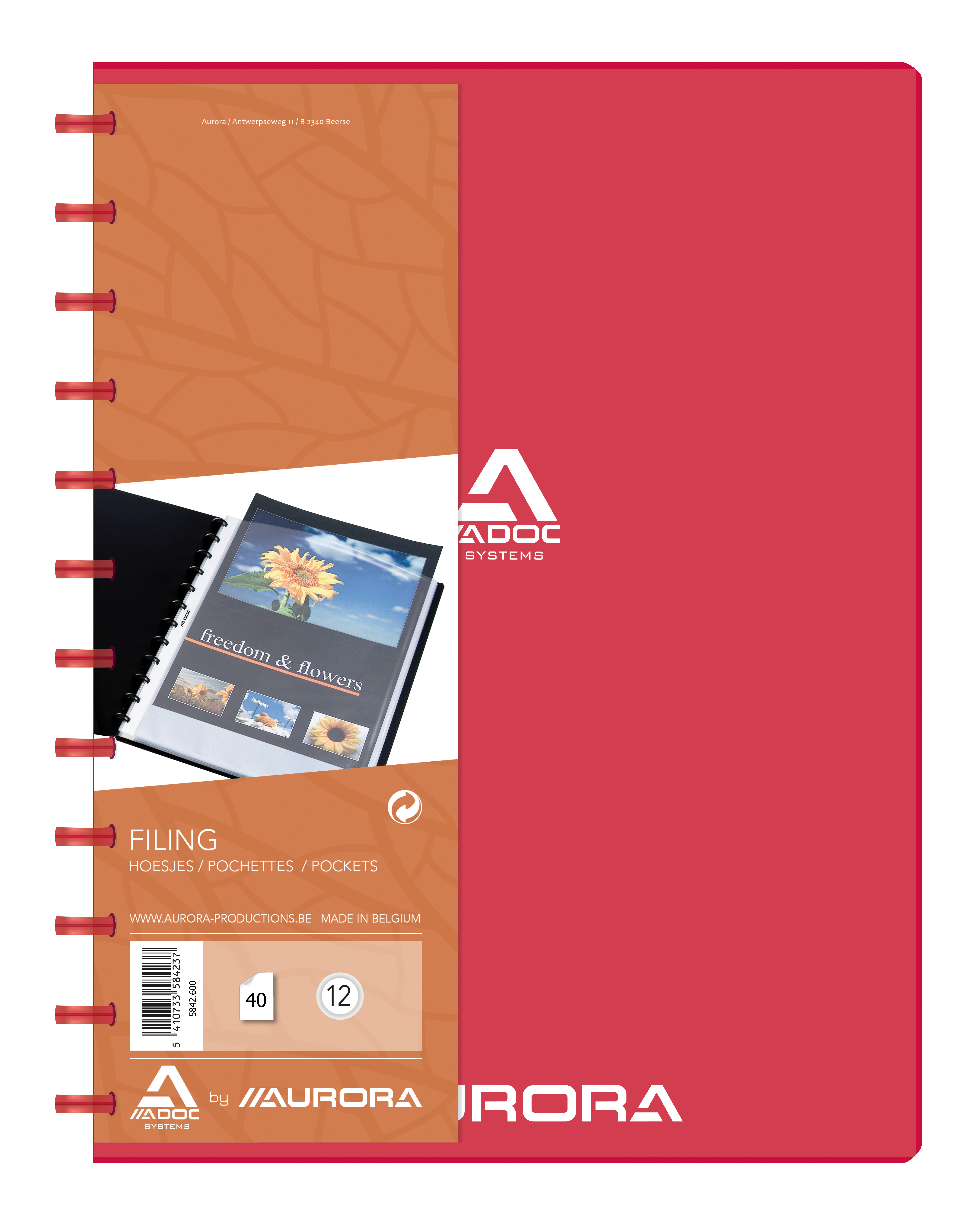 Presentatiemap bind-ex 40 pochetten a4 rood adoc