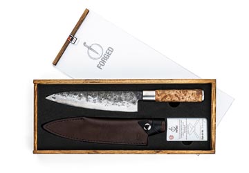 Forged VG10 Couteau chef, Ft 20,5 cm, avec housse de protection en cuir