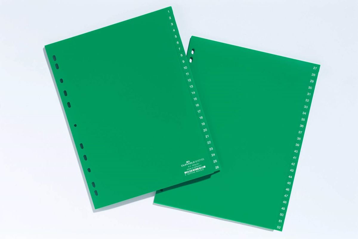 Intercalaires 1-52 vert pp a4 durable