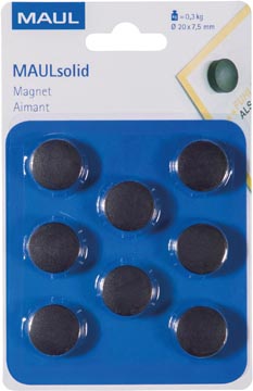 B.8 solid magneet dia 20 mm trekkracht 300 gr zwart maul