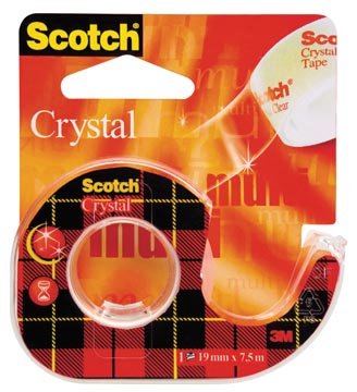 Kleefband crystal blister met 1 afroller met rolletje 7.5m  x19 mm scotch