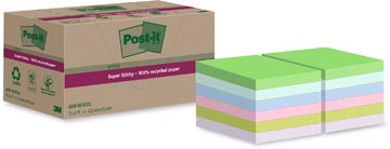 D.12 post-it notes super sticky gerecycleerd 622r-ss12col 47,6  x 47,6 mm pastel