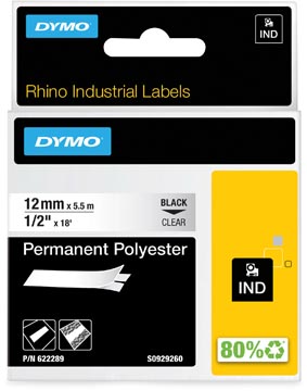 RHINO RUBAN 12MM POLY NO/TRANSP