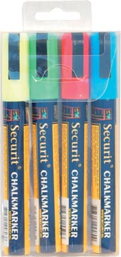 Securit krijtmarker medium, blister met 4 stuks in geassorteerde kleuren