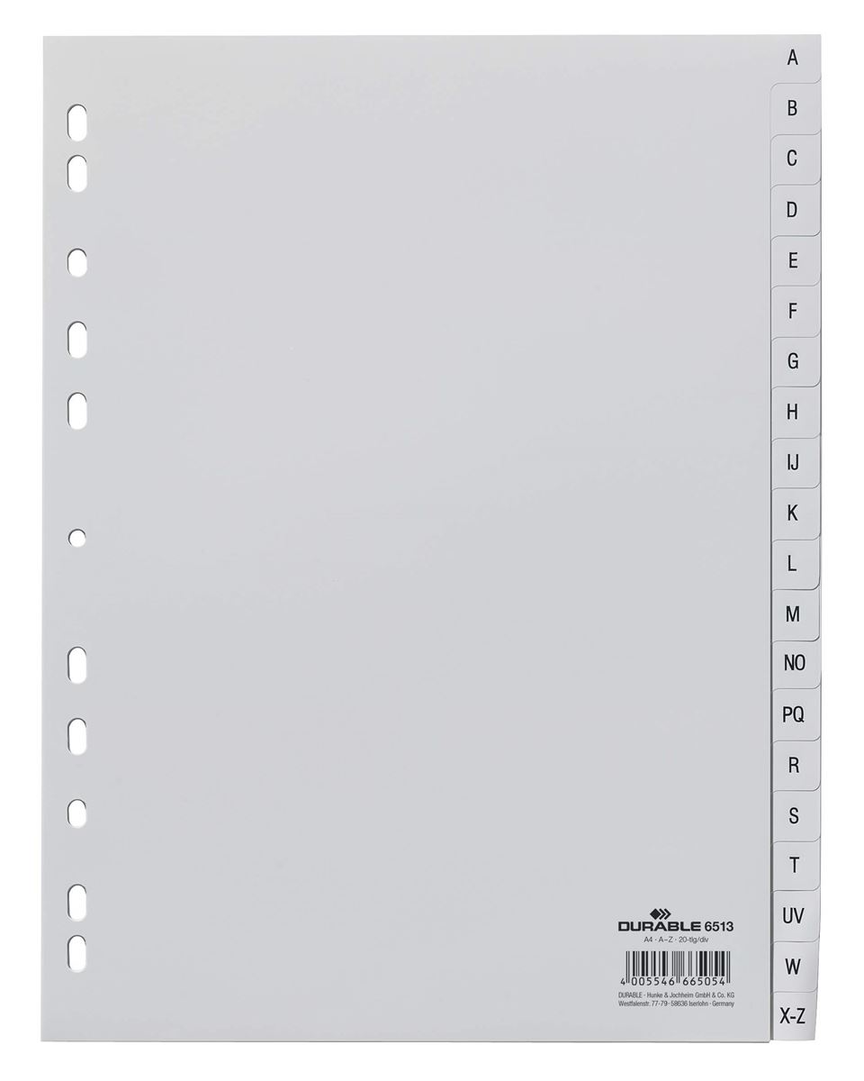 Intercalaires a-z pp gris a4 durable