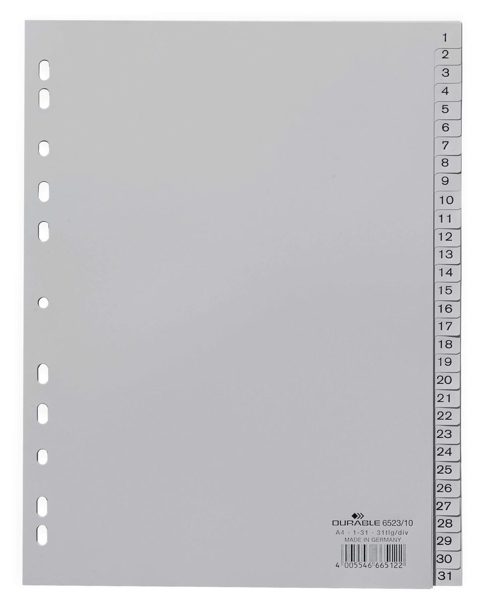 Intercalaires 1-31 a4 gris durable
