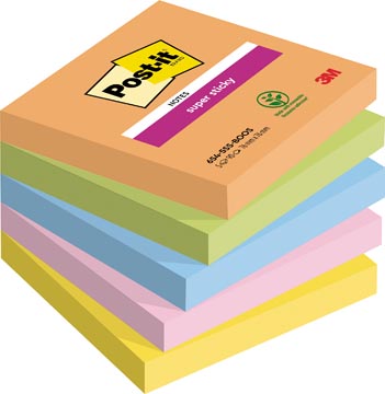 P.5 post-it notes super sticky 654-5ss-boos 76 x 76 mm assorti