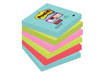 P.6 post-it notes super sticky cosmic 654-6ss-mia 76 x 76 mm assorti