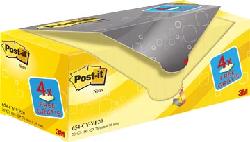 P.16 + 4 gratis post-it notes 654-cy-vp20 76 x 76 mm geel