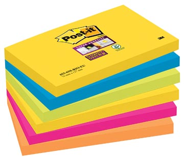 P.6 post-it notes super sticky carnival 655-6ss-rio-eu 76 x 127 mm assorti