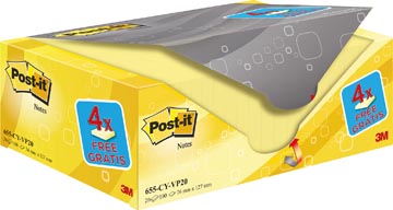 P.16 + 4 gratis post-it notes 655-cy-vp20 76 x 127 mm geel