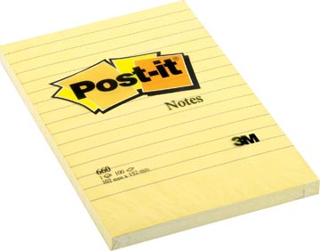 P. 100 vel post-it notes gelijnd 660 102 x 152 mm geel