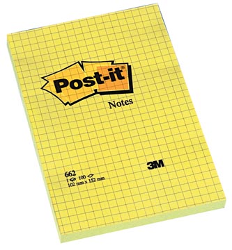 P. 100 vel post-it notes geruit 662 102 x 152 mm geel
