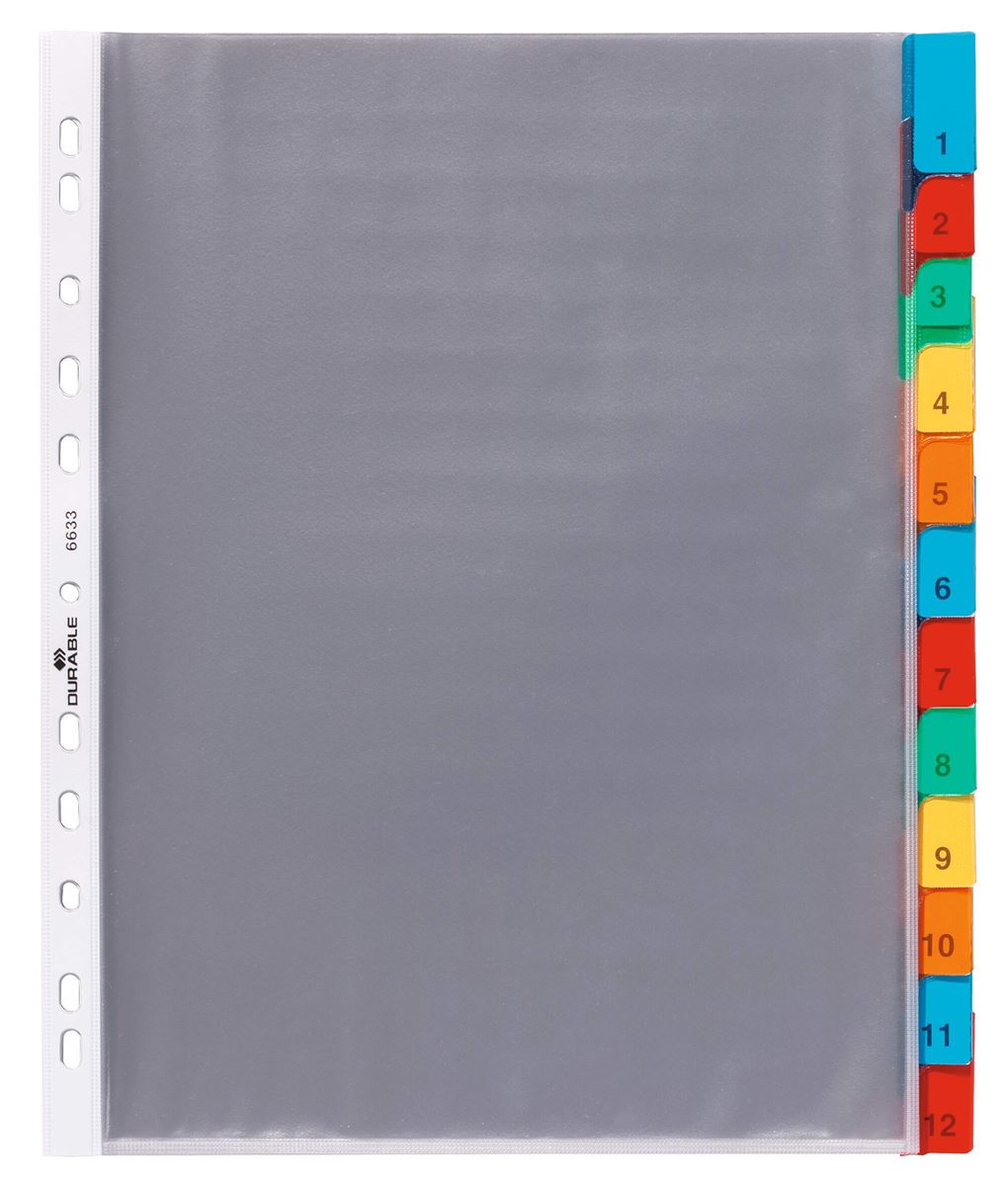 Showtas 12 gekleurde tabs transparant a4 durable