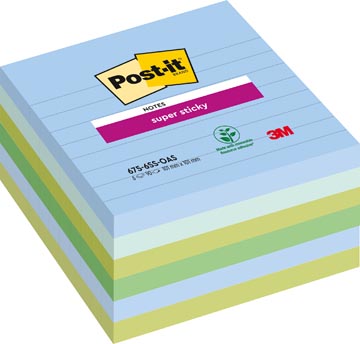 P. 6 post-it notes super sticky ligne oasis 675-6ss-oas 101 x 101 mm assorti