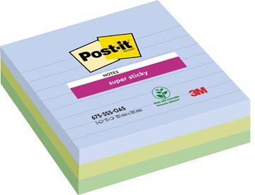 P.3 post-it notes super sticky ligne oasis 675-3ss-oas101 x 101 mm assorti