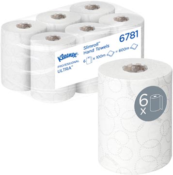P.6 rouleaux d'essuie-mains ultra slimrol 2 plis blanc kleenex