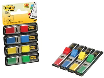 P.4 + 2 gratuit index flags étroits 35 x 4 st 12 x 43 mm rouge, bleu, jaune, vert post-it