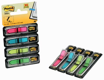 Index flèches 4 x 24 pièces 12 x 43 mm rose, bleu, jaune, vert post-it