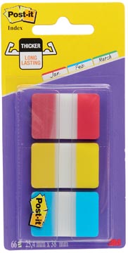 P.3 x 22 index tabs strong 25 x 38 mm rouge, jaune et bleu post-it