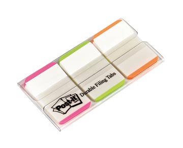 P.3 x 22 index tabs strong 25 x 38 mm blanc avec bord colore rose, vert, orange post-it