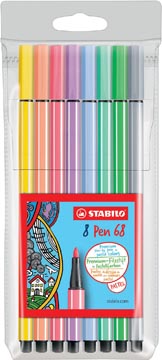 Etui 8 viltstiften pen 68 pastel stabilo