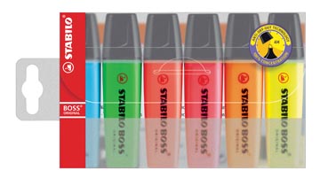 Etui 6 markeerstiften assorti stabilo boss 