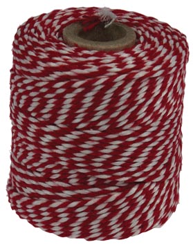 Bol 50 gr katoenkoord rood/wit