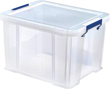 Bankers Box boîte de rangement 36 litres, transparent avec poignées bleues, set de 3 pcs emb en carton