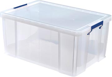 Bankers Box boîte de rangement 70 litres, transparent avec poignées bleues, emballée individ. en carton