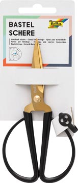 Folia ciseaux de bricolage, ft 14,5 cm, bouts pointus, inox, noir, blister de 1 pièce