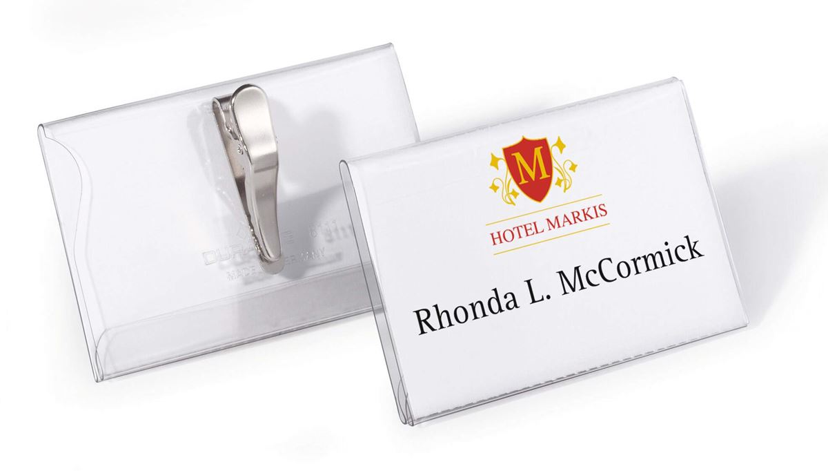 D.25 badge met krokodillenklem 54x90 mm durable
