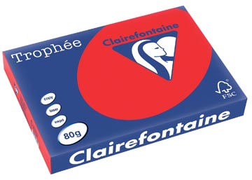 500 bl a3 80gr koraalrood clairefontaine - 8375