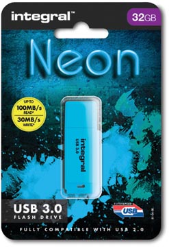 Usb3 neon 32gb blauw integral