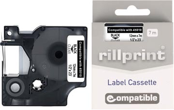 Dymo compatible d1 voor dymo 45010 12 mm zwart op transparant