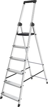 Trapladder sl600 6 treden aluminium zilver brasq