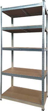 Brasq étagère, ft 180 x 90 x 40, 5 tablettes, argent