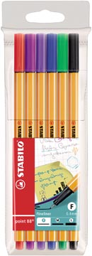 Etui 6 fineliners point 88 assorti stabilo