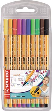 Etui 10 fineliners point 88 assorti stabilo