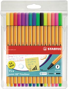 Etui 15 fineliners point 88 assorti stabilo