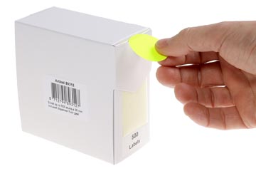 Rillprint étiquettes rondes, diamètre 35 mm, rouleau de 500 pièces, jaune fluo