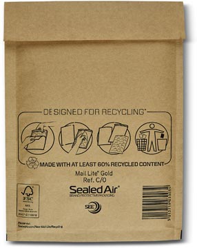 Mail Lite luchtkussenenveloppen, goud, C/0, 150 x 210 mm, doos van 200 stuks