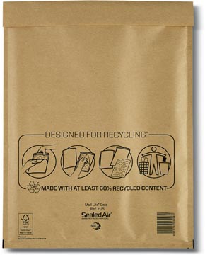 Mail Lite luchtkussenenveloppen, goud, H/5, 270 x 360 mm, doos van 100 stuks