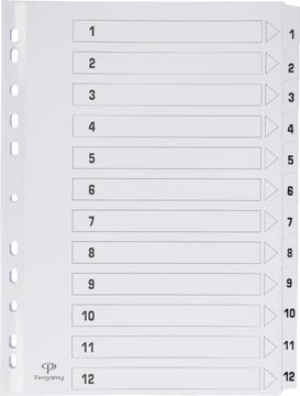 Pergamy intercalaires avec page de garde, ft A4, perforation 11 trous, carton, set 1-12