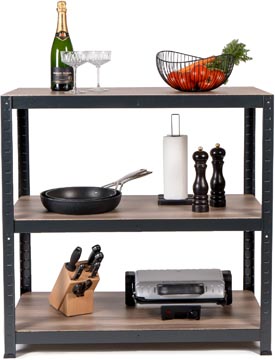 Rek home table met 3 legborden 88 x 90 x 45 cm metaal zwart avasco