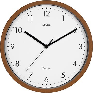 MAUL wandklok Grain, quartz, diameter 31 cm, kunststof kader, donker hout