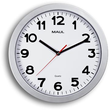 MAULstep horloge murale, quartz, diamètre 30 x 5 cm, cadre en plastique, argent