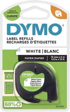 Tape dymo letratag papier 12 mm blanc