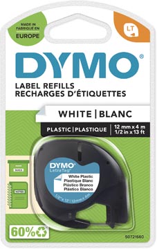 Tape dymo letratag 12 mm plastique blanc